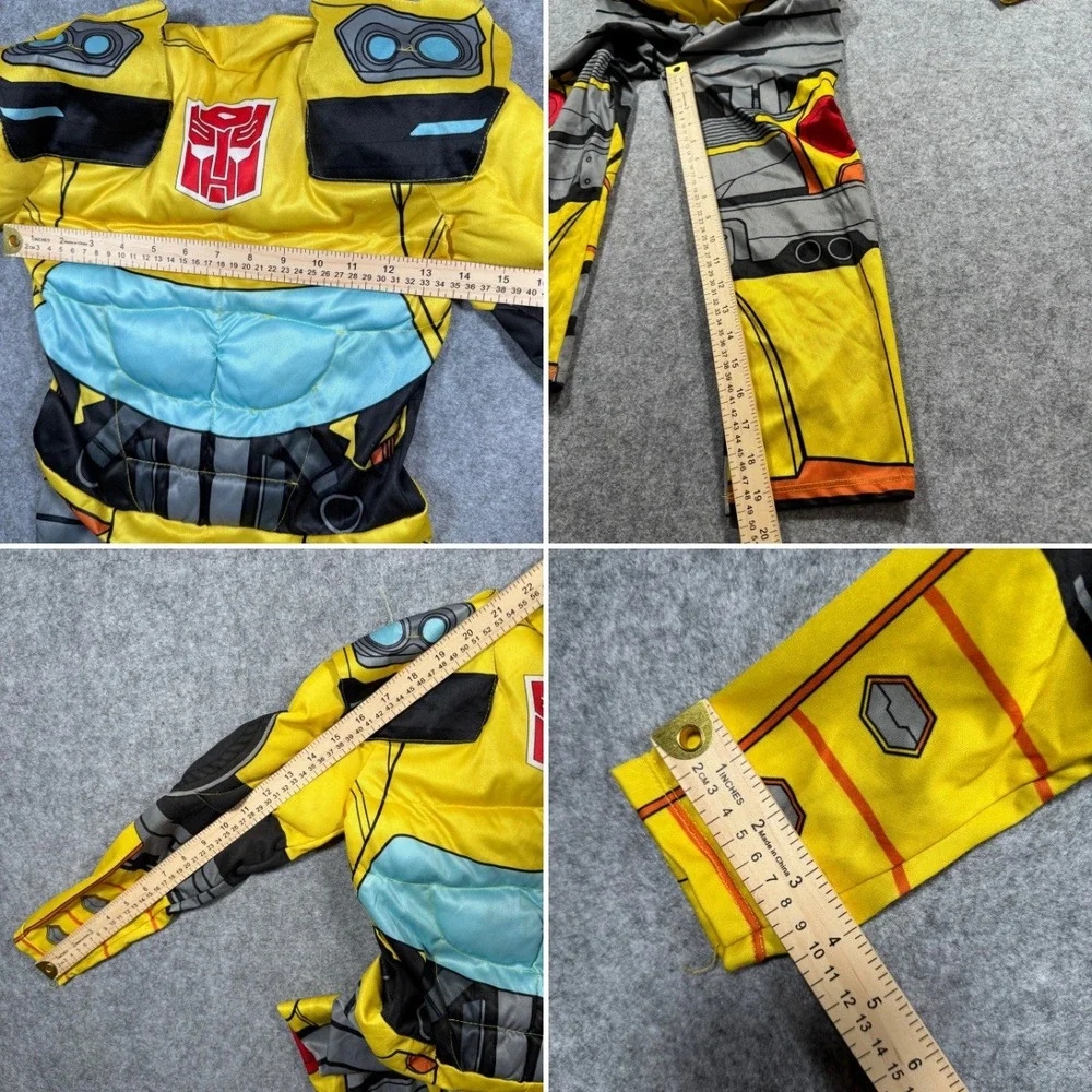Transformers Boys Bumblebee Costume Small 4-6 Yellow Padded Muscle Jumpsuit Mask